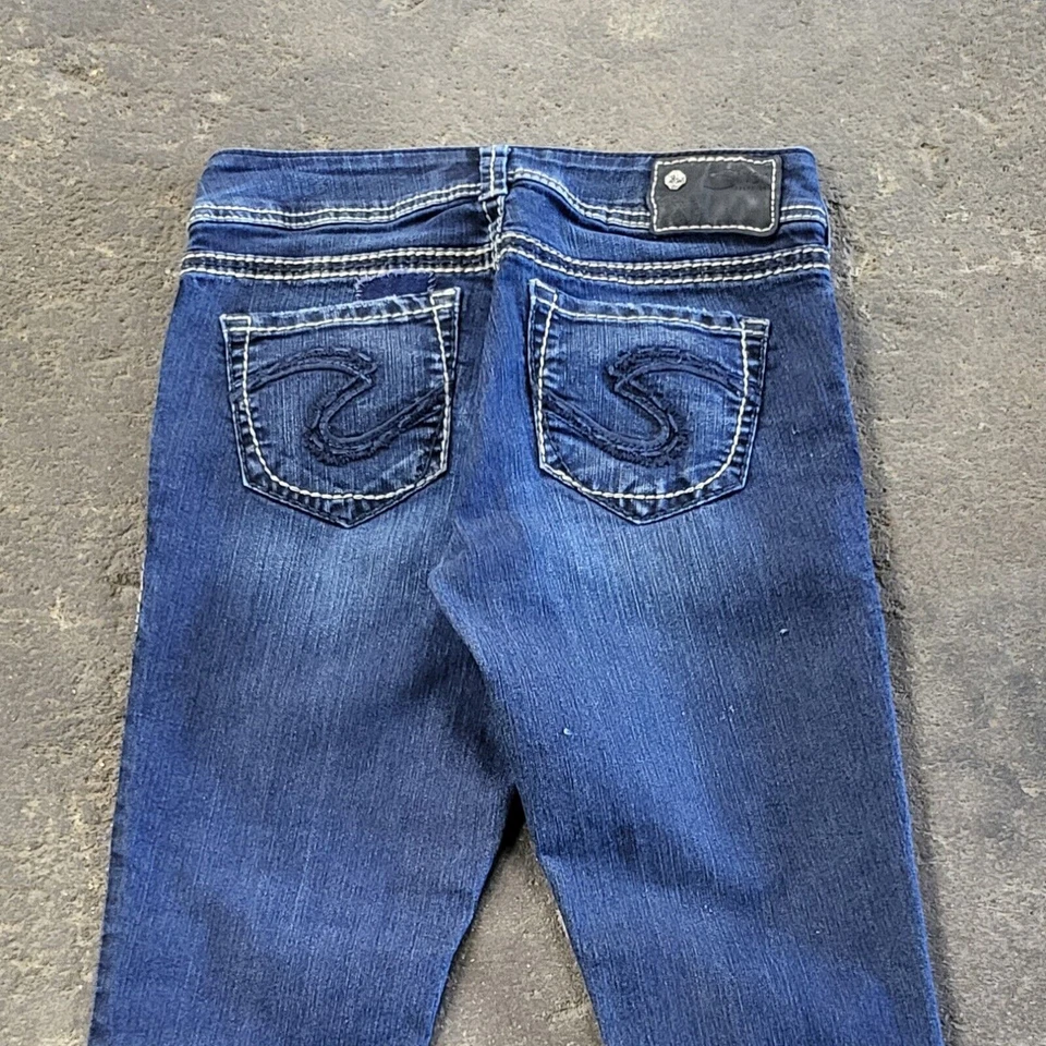 Silver Suki Jeans Women's Size 26x26 Blue Pants Faded Capri Dark Stretch Denim - Image 4 of 4