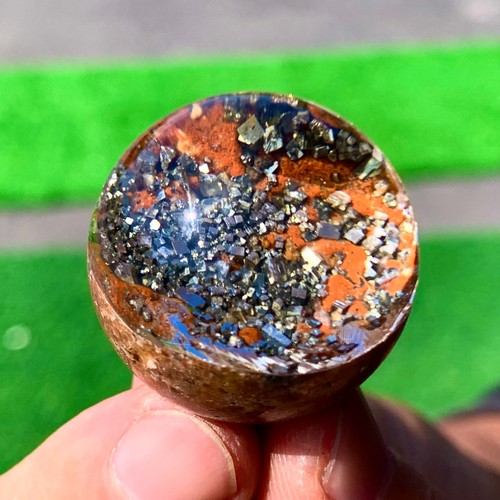 24G Natural high-quality Shiny pyrite with quartz Crystal Sphere Ball Healing - Picture 13 of 20