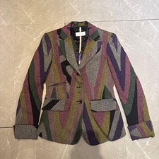Giacca tweed EMILIO PUCCI geometrica multicolore foderata in raso elegante designer buona