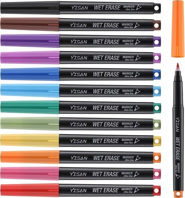 Magnetische Whiteboard Marker Set 12 Farben - Feucht Abwischbar, 0.7mm
