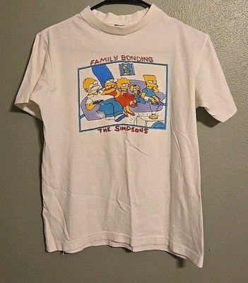 Vintage 80s 90s The Simpsons Cartoon Family Bonding Shirt Rare Vtg TV XS Fit