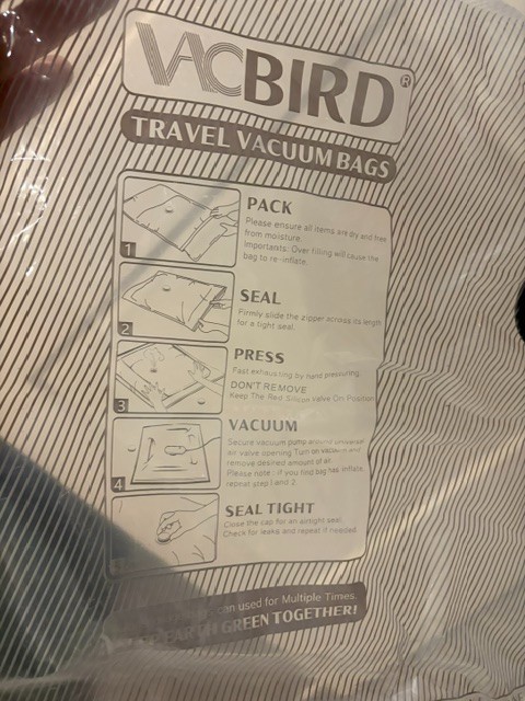 Two Vacbird Travel Vacuum Bags