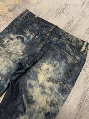 Japanese Brand Semantic Design Acid Wash Jeans - Bleach Denim