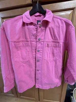GAP Denim Pink Oversized Trucker Jacket Size S Y2K 1990s 2000s skater pink punk