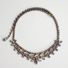 Vintage Signed Sherman Aurora Borealis Crystal Rhinestone Choker Necklace