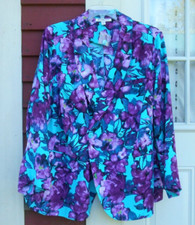 Roaman's NWOT Multi-Color Floral Long Sleeved One-Button Blazer Jacket Size 26W