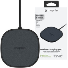 MOPHIE QI CHARGER PAD 10W FAST CHARGE W/ UK PLUG ADAPTER BLACK FABRIC 409903377