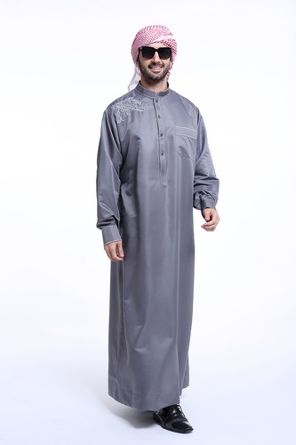 Men Dishdasha Saudi Thobe Thoub Abaya Galabeya Muslim Dress Arabic Robe Clothes - Picture 17 of 56