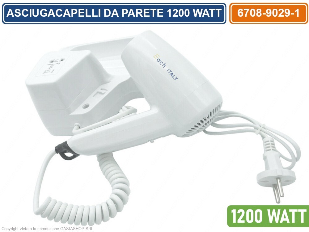 ASCIUGACAPELLI PHON A PARETE PER ALBERGO HOTEL BAGNO ALBERGHI SPOGLIATOI 1200W