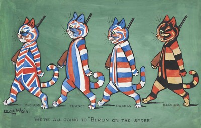 Louis Wain : We're All Going to Berlin on the Spree : Archival Quality Art Print