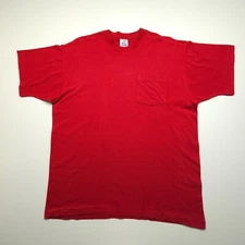 VTG BVD Men Shirt XL Red Pocket Tee Premium Series Single Stitch Basic Blank USA