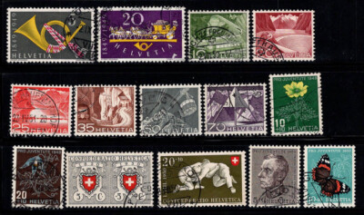 Schweiz 1949-54 gebraucht 100% Landschaften, Persönlichkeiten, Blume, Schmetterling