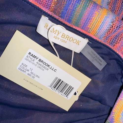 Ramy Brook Genevieve Maxi Dress V-Neck Metallic Babydoll Neckline Summer Size 12 - Picture 5 of 12