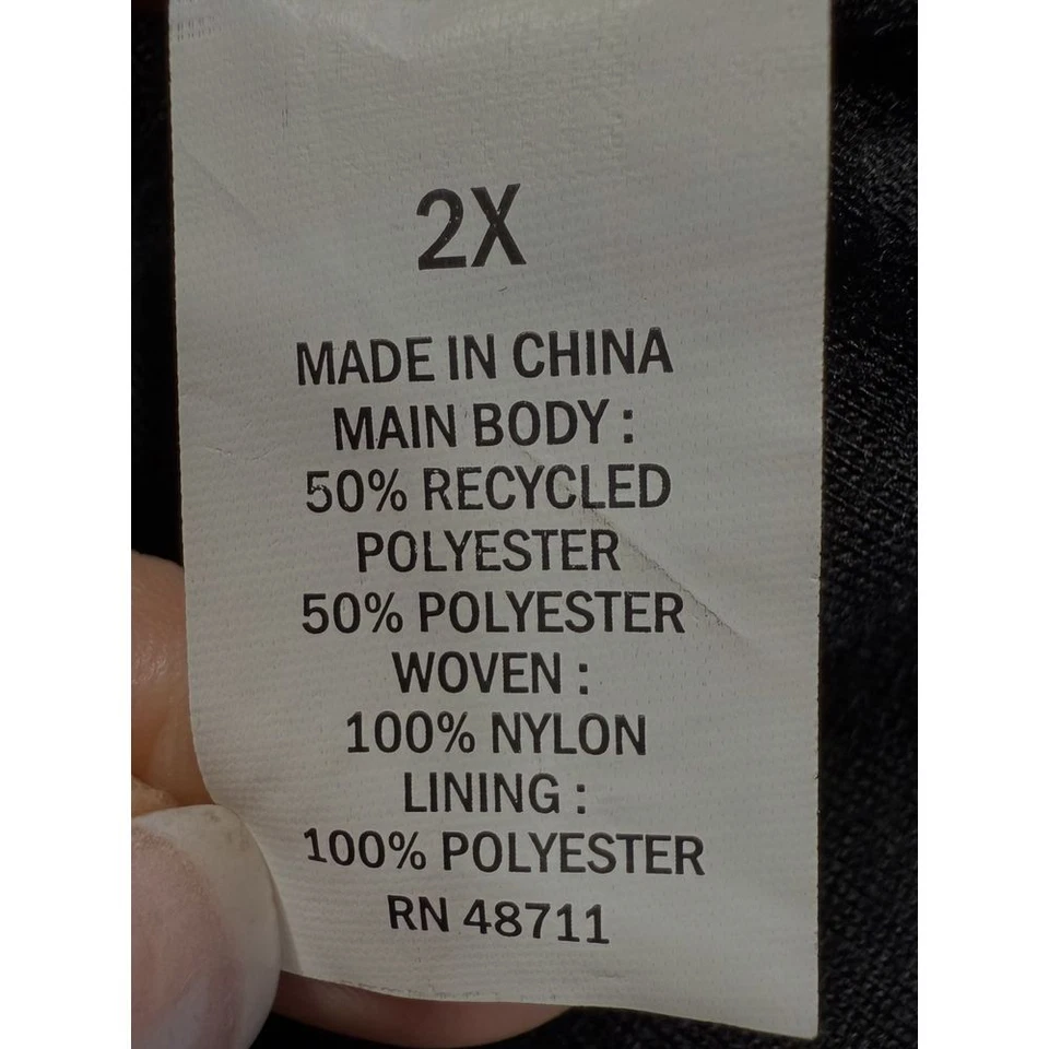 MTA Sport Blk Fleece Mixed Media Athletic Zip Up Jacket Activewear Outerwear 2X - Image 4 of 4