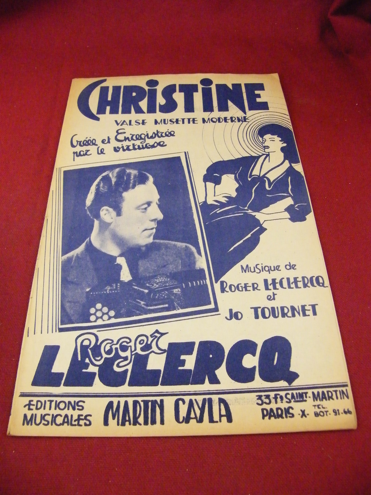 Partition Christine Valse Musette Roger Leclercq Jo Tournet