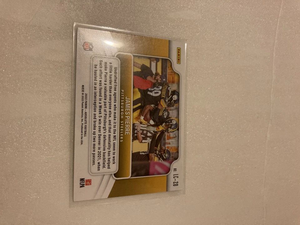 James Pierre 2022 Panini Absolute LAST CALL Card Pittsburgh Steelers #LC-20 - Image 2 of 4