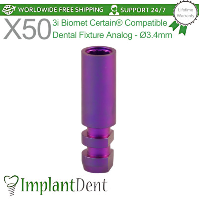 50x Dental Fixture Analog Ø3,4mm 3i Biomet Certain  Compatible Zahnmedizin Tool