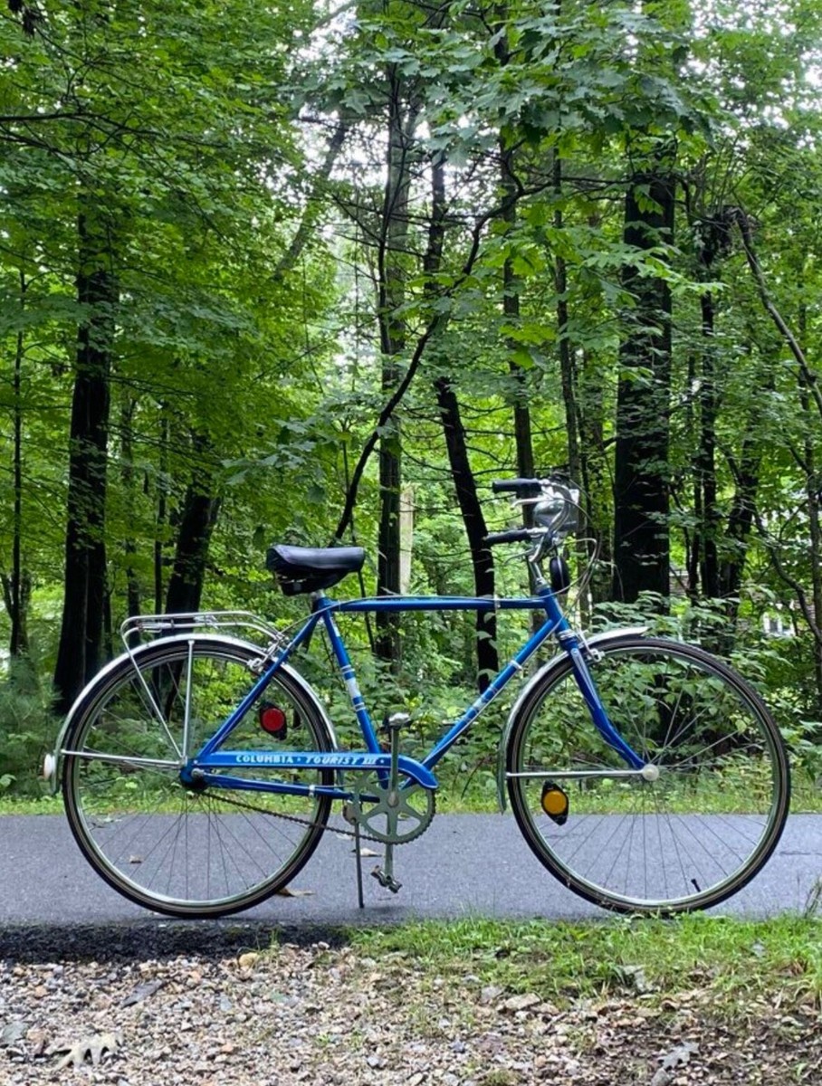 Vintage original blue Columbia tourist III bicycle in excellent
