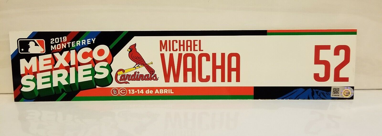 Michael Wacha Game Used Cardinals 2019 Mexico Series Locker Tag