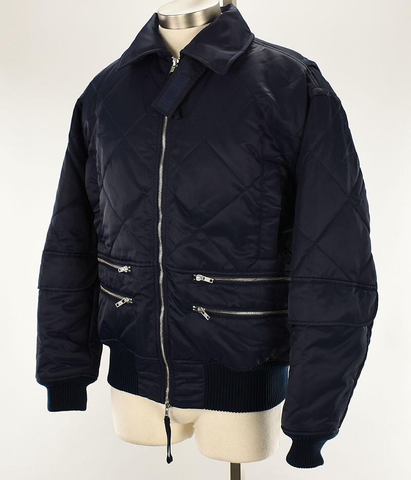 HELMUT LANG Men Navy Blue Quilted Aviator Insulated Quilted Jacket
