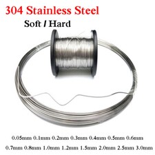 304 Stainless Steel Wire 0.05-3mm Single Soft/Hard Steel Wire Rustproof Durable
