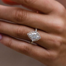 New 3.10Ct Pear Cut Simulated CZ Halo Women Engagement 925 Sterling Silver Ring