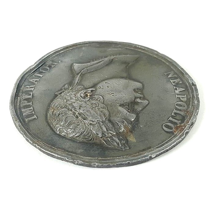 Antique NAPOLEONIC MEDALLION FRENCH PEWTER Neapolio Imperator