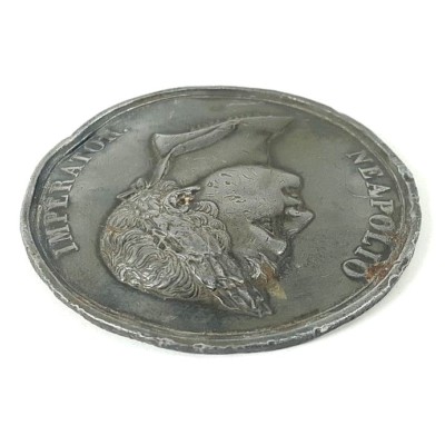 Antique NAPOLEONIC MEDALLION FRENCH PEWTER Neapolio Imperator