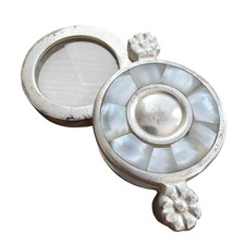 Antique Vintage Silver  Mother of Pearl Folding Magnifying Glass