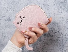 NEW CAT KITTY WALLET CARD HOLDER ACCORDION STYLE LE VINYL PINK ZIP AROUND NIP
