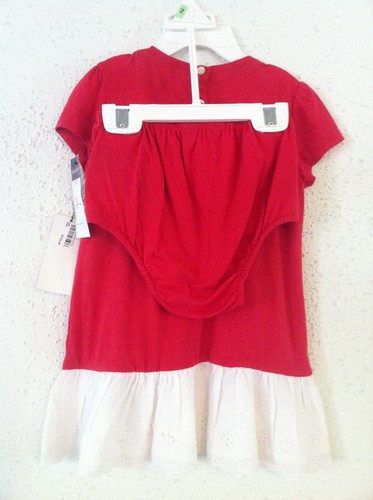 Ralph Lauren Infant Girls Dress Red w Floral Anchor Eyelet Ruffle Size 18M NWT - Picture 8 of 10