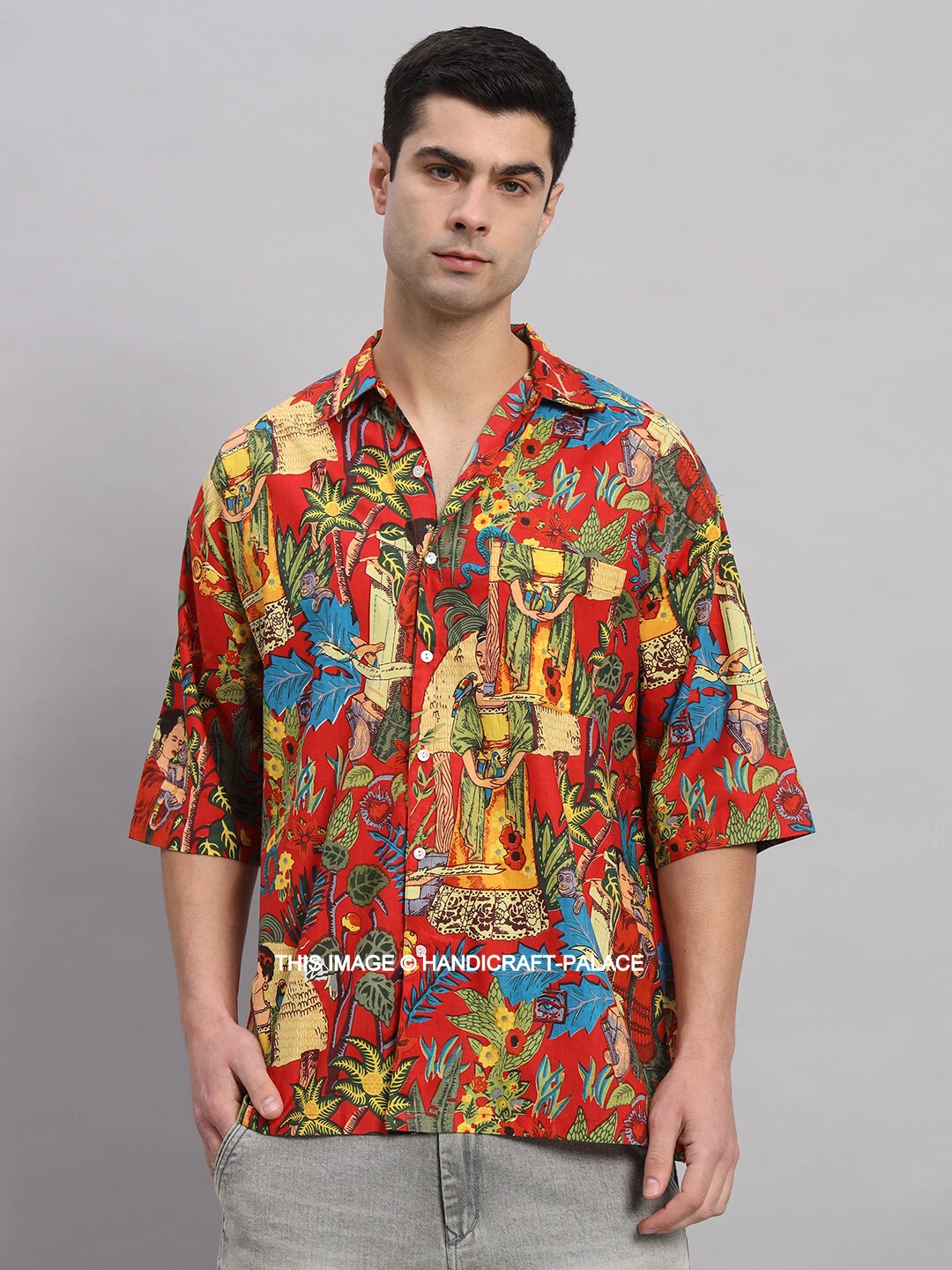 Fashion Men Hawaiian Print Short Sleeve Oversize Tops Holiday Beach Shirt
Opens in a new window or t