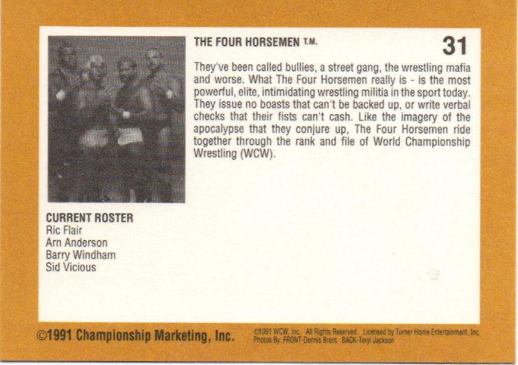 Ric Flair 4 Horsemen WCW Pro Wrestling Trading Card 1990 NWA WWF