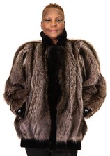 Clearance Raccoon Fur 30” Jacket W/ Sheared Beaver Collar And Trim, Sz 14