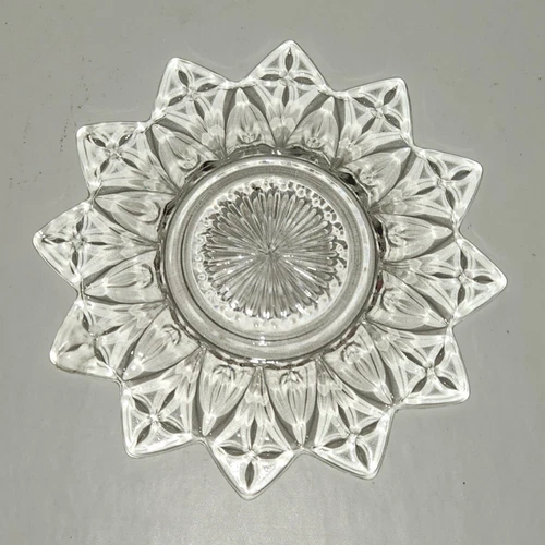 Vtg Vintage 6.5" (longest top) Clear Glass Small Appetizer Plate FEDERAL Sunburs
