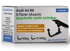 ANHÄNGERKUPPLUNG vert. abnehmbar für Audi A4 B8 Avant 08-15 +13polig E-Satz ABE