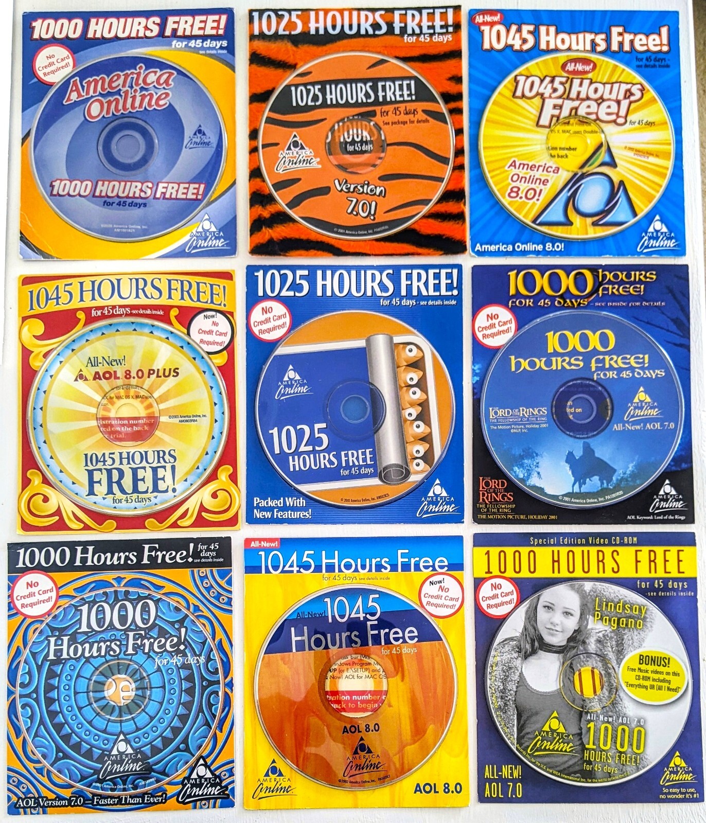Ultimate AOL Disc Collection, Vintage ARTISTIC All Different America Online CDs!