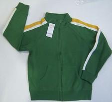 NWT Gymboree Soccer Star Sz M 7-8 Green Stripe Sleeve Zip Sweatshirt Jacket