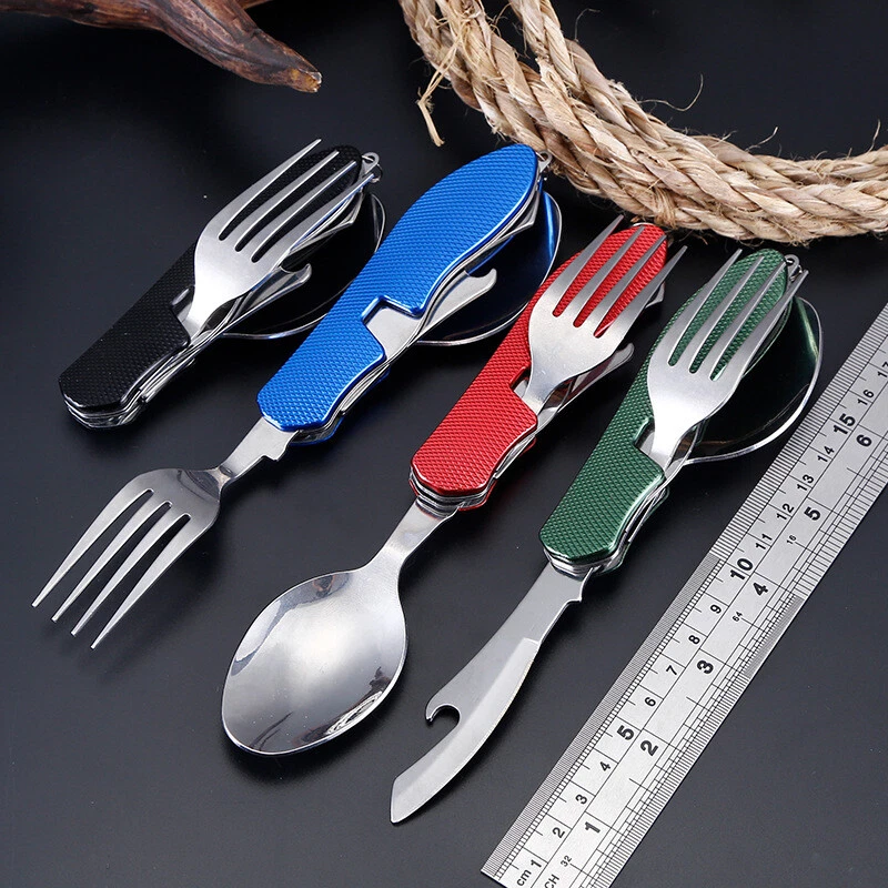 4 in 1 Outdoor Tableware Fork/Spoon/Knife/Bottle Opener Camping Stainless Steel - Image 4 of 4
