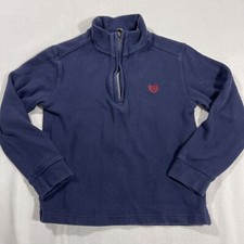 CHAPS Boys Navy Blue Quarter Zip Pullover Sweater Red Embroidered Logo size 7
