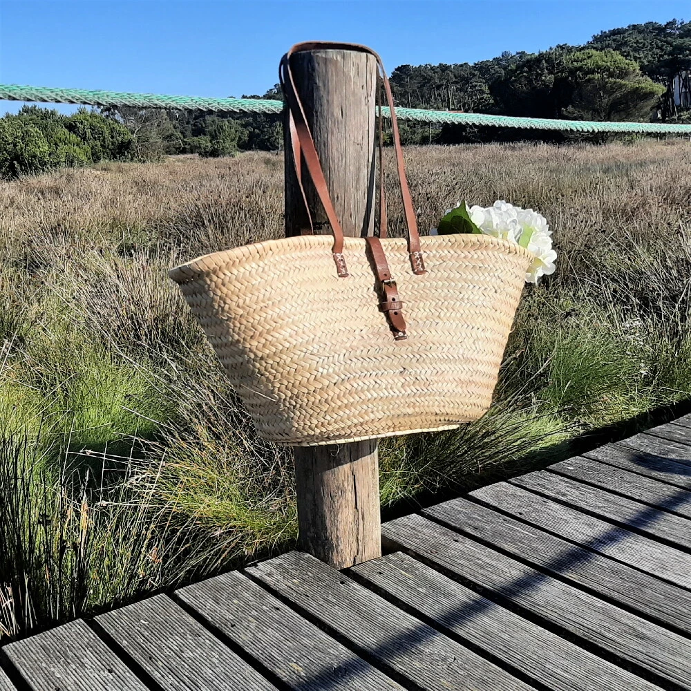 Straw Bag French Basket French Market Basket Beach Bag 