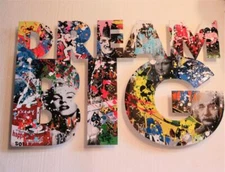 $5000 RARE WALL SCULPTURE WARHOL STYLE MARILYN MIXED MEDIA YUVI GOLD DREAM BIG