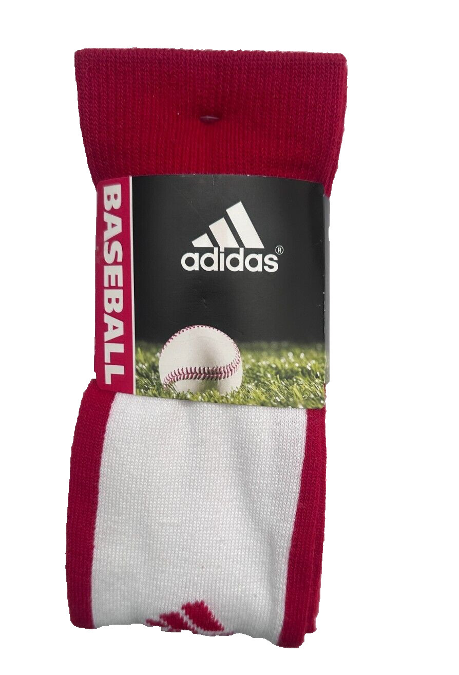 adidas, Бейсбольные носки 2 в 1, бело-красные со стременами. Размер: Мужской 9-13