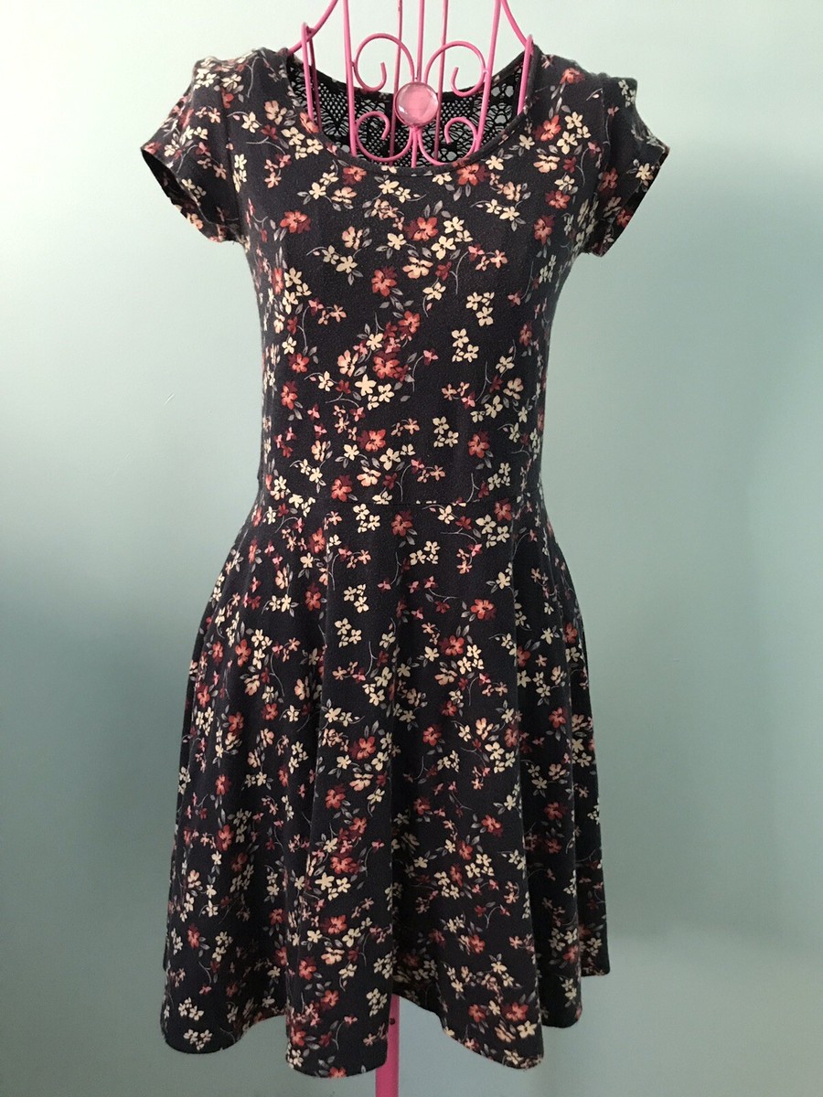 aeropostale black floral dress Floral Square-Neck Midi Dress