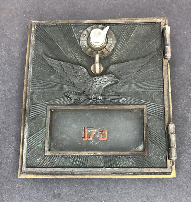 Antique U.S. Post Office Mail Box Door #176 Flying Eagle Combo Dial Needs repair