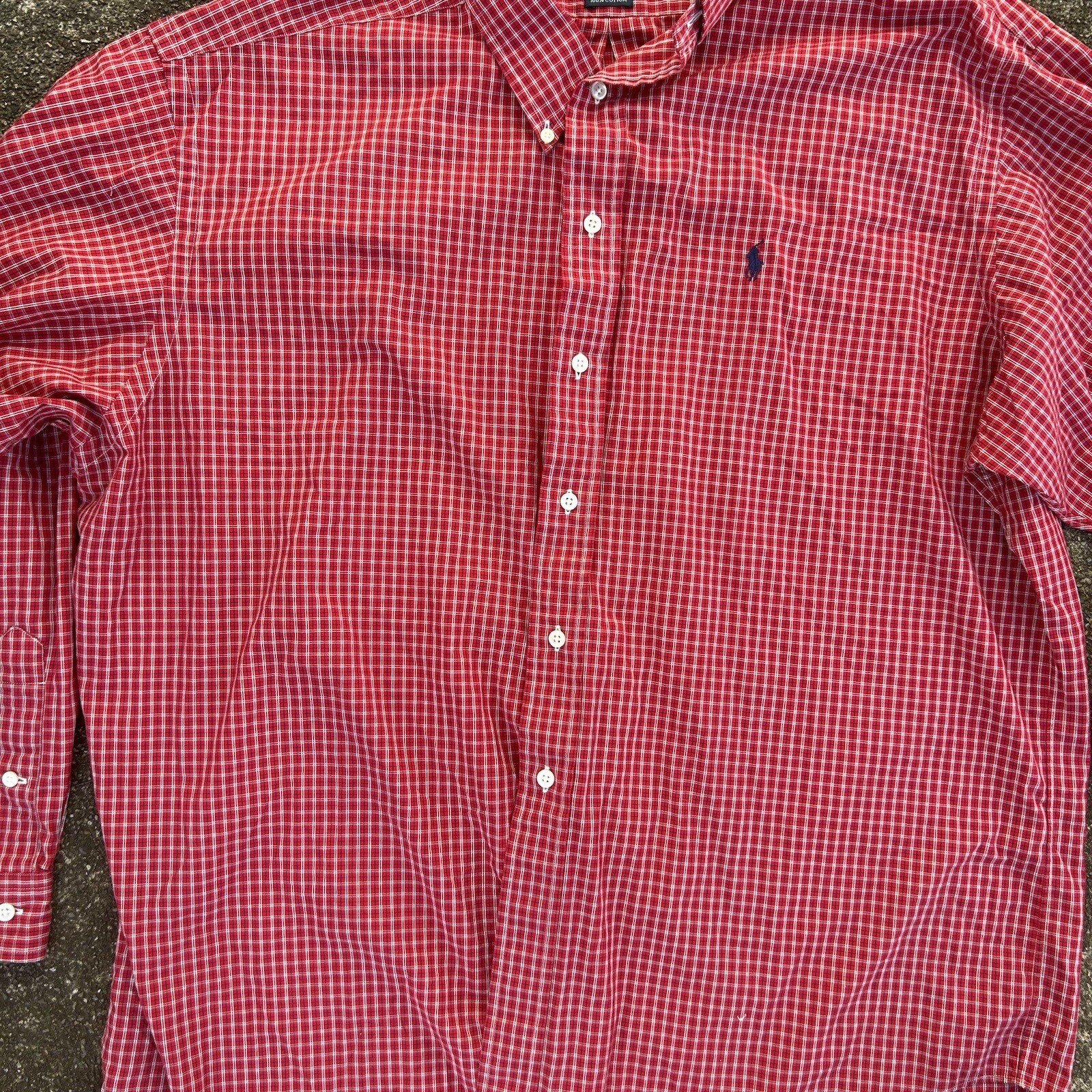 Polo Ralph Lauren Button Down Collar Long Sleeve Plaid Shirt Mens Sz 17