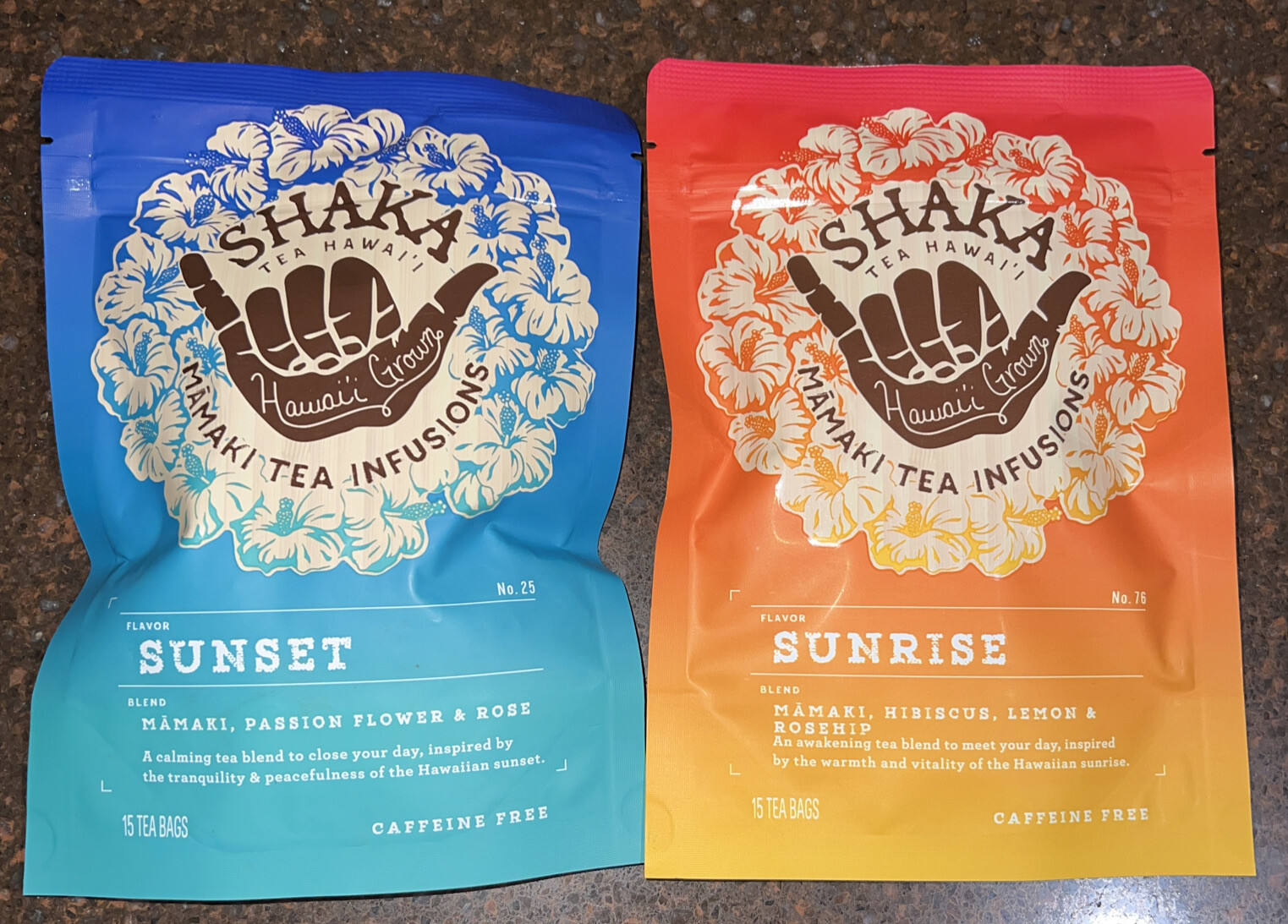 Shaka Mamaki Tea Infusions Hawaii Grown Sunset & Sunrise Caffeine Free