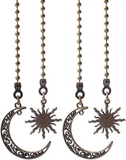 4 Pack Ceiling Fan Pull Chain 12inch Sun  Moon Shaped Ornaments Cord Extension