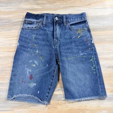 Polo Ralph Lauren Kids Sullivan Slim Paint Splatter Denim Shorts Blue Size 12
