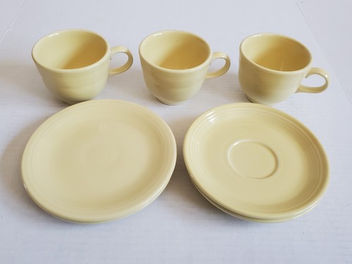 Fiestaware Yellow 3 Cups 2 Saucers 2 Plates Discontinued Fiesta 7 Pc - Picture 13 of 15